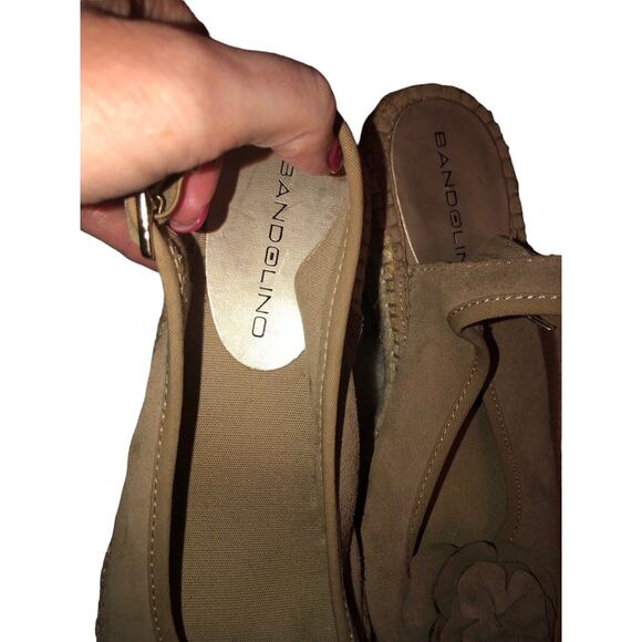 Bandolino Women Sz 8‎ M Brown Floral Wedge Suede Leather Shoes - Picture 5 of 11